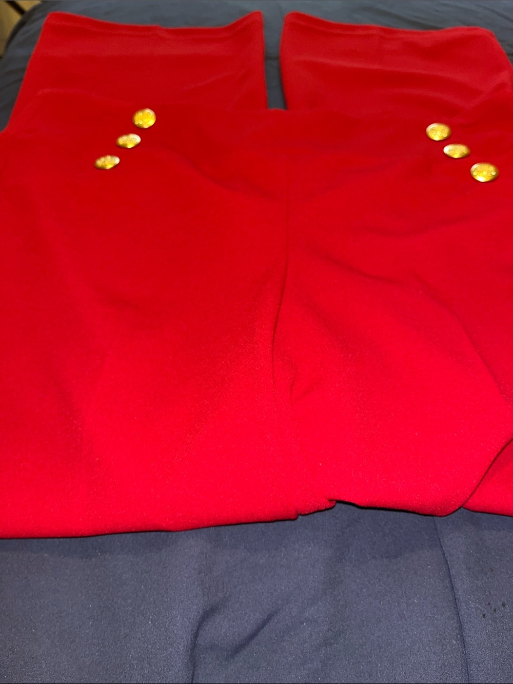 Soho Red Boot Cut Pants with Gold Button Detail